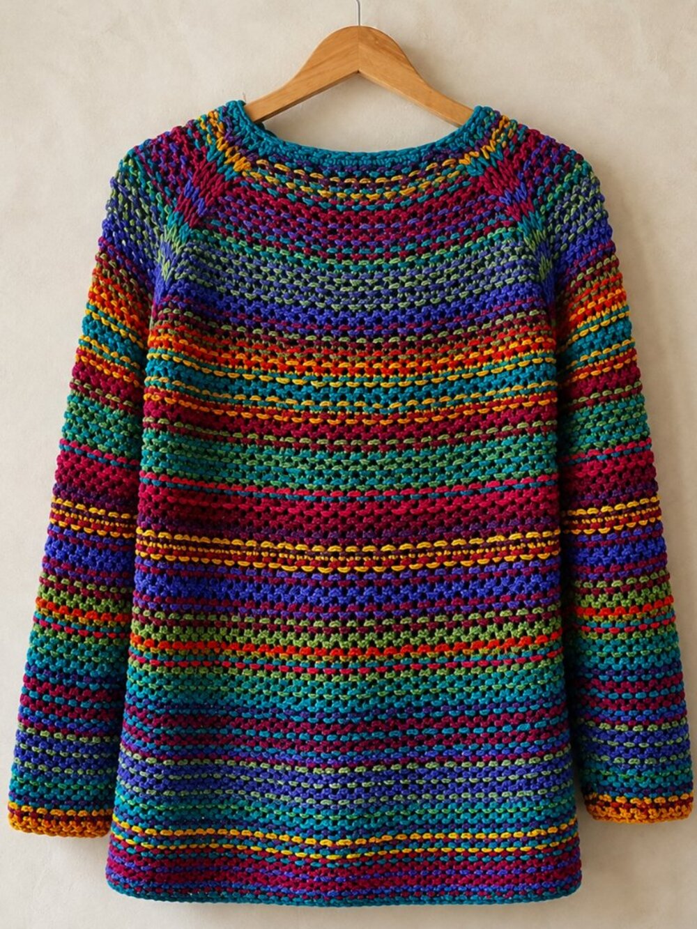 Vintage Michael Simon Rainbow Chunky Knit Half-Zip Sweater Size 2 Fits Medium - Picture 3 of 8